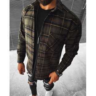Casual Check Textured Button Long Sleeve Jacket